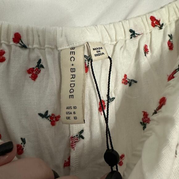 NWT Bec & Bridge Cherry Pie Short Sleeve Mini Dress Size 6 - Picture 8 of 9